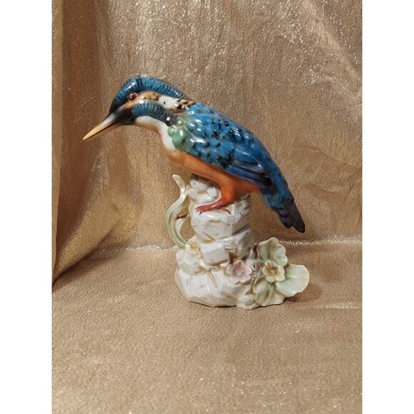 Vintage Kingfisher Blue Bird Ceramic Figurine Statue Home Room Decor MCM - Picture 1 of 16